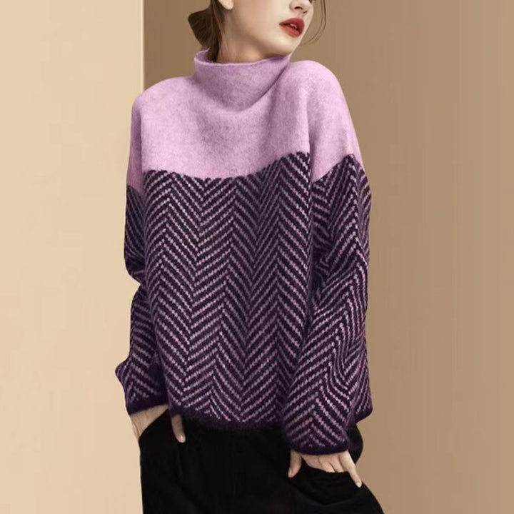 Dory | To-farvet rullekrave sweater i bomuld