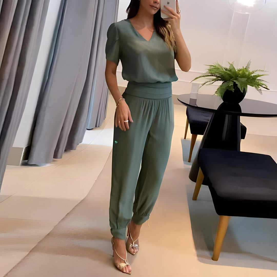 Genevieve | Bluse og buksets med mavebedeckning