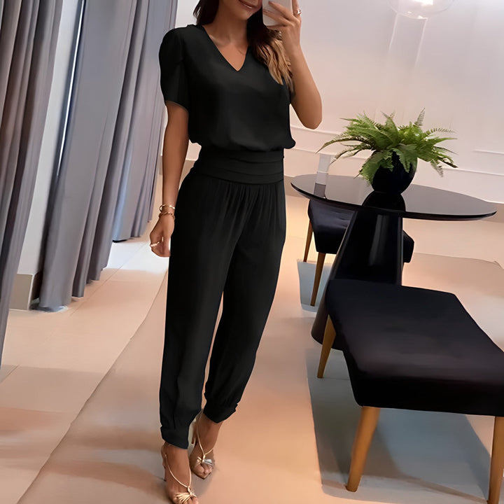 Genevieve | Bluse og buksets med mavebedeckning