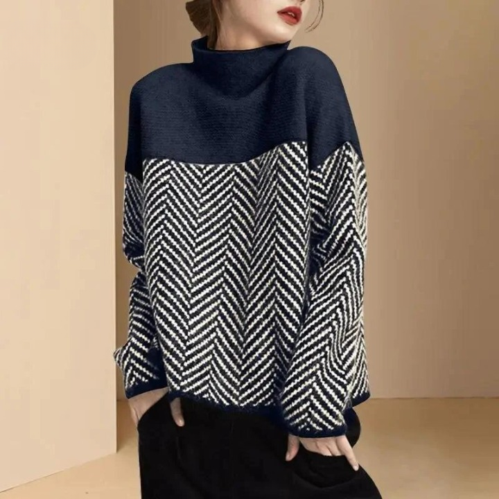 Dory | To-farvet rullekrave sweater i bomuld