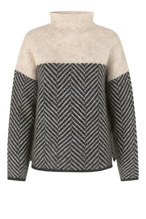 Dory | To-farvet rullekrave sweater i bomuld